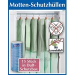 WENKO Motten-Schutzhüllen in Aromaschutzbox 15er Set 15er Set Kunststoff transparent Polyethylen 65 x 150 cm Grün