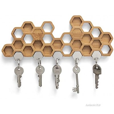 BU Products Magnetisches Schlüsselbrett in Bienenwaben-Form Dekorative Schlüsselleiste aus Bambus Holz