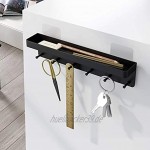 Byoauo Schlüssel Organizer Schlüsselbrett mit Ablage Wandorganizer mit 6 Haken geeignet Küche und Büro schwarz