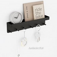 Byoauo Schlüssel Organizer Schlüsselbrett mit Ablage Wandorganizer mit 6 Haken geeignet Küche und Büro schwarz