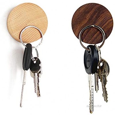 EQLEF Magnet Schlüsselhalter Holz Wand Haken Runde Holz Key Hanger für Schlüssel Münzen Karten Lagerung 2er Pack