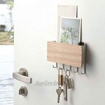 Fablcrew Schlüsselbrett mit Ablage vielseitiges Schlüsselboard aus Holz Holz Zeitungshalter Wandorganizer Schlüsselhaken mit 5 Haken