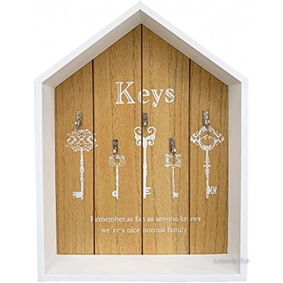 Guruitone Schlüsselhalter aus Holz mit Organizer-Ablage Wandmontage Wandhaken schwebendes Regal für Wanddekoration rustikales Eingang Schlüsselregal mit 5 Schlüsselhaken