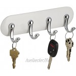 iDesign AFFIXX selbstklebendes Schlüsselbrett | wandmontierte Hakenleiste ohne Bohren | kleiner Schlüssel Organizer mit 4 Haken | Kunststoff weiß