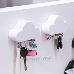 LdawyDE Schlüsselhalter Wand Magnet Schlüsselhaken Selbstklebend 4 Pack Magnet Schlüsselbrett Kreative Wolke Schlüsselanhänger Kein Bohrer Dekorativer Schlüsselorganisator für zu Hause