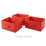 Basics Aufbewahrungsschrank für Kleiderschränke mit 3 Stoff-Schubladen Weiß + Ersatzschubladen aus Stoff für einen Aufbewahrungsschrank mit 3 Schubladen Rot