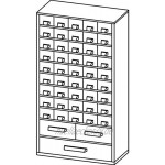 Certeo Schubladenmagazin aus Stahl | HxBxT 551 x 306 x 155 mm | 48 Schubladen | Tiefschwarz | Kleinteilelager Klarsichtmagazin Sortimentkasten