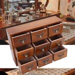 DAUERHAFT Schicht Holz Desktop-Aufbewahrungsbox Vintage Schublade Exquisite Handwerkskunst zum5042-01-Nine Draws-Baked Color