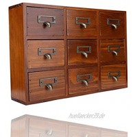 DAUERHAFT Schicht Holz Desktop-Aufbewahrungsbox Vintage Schublade Exquisite Handwerkskunst zum5042-01-Nine Draws-Baked Color