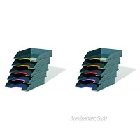 Durable 770557 Briefablagen Varicolor Ablagesystem mit 5 Fächern anthrazit mit farbigen Griffzonen 10 Ablagefächer