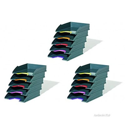 Durable 770557 Briefablagen Varicolor Ablagesystem mit 5 Fächern anthrazit mit farbigen Griffzonen 15 Ablagefächer