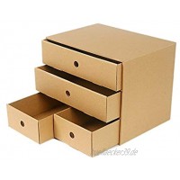 FONGFONG Datei Organizer Schubladenbox Systembox Pappe Bürobox Zeitschriftenhalter Dokumente Organizer Aufbewahrungsbox Schreibtisch Speicherorganisator mit 4 Geschlossenen Schubladen
