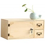 Meng Wei Shop Aufbewahrungsbox aus massivem Holz mit Schloss Schreibtisch Holzschublade Aufbewahrungsbox für Büro mit Türlagerschrank Schubladenboxen Color : Wood Color Size : 40x19x19cm