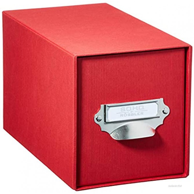 Rössler 1327452360 S.O.H.O. Aufbewahrungs CD-Schubladenbox mit beschriftbarem Einsteckschild und Griff rot
