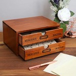 Schubladenbox mit 2 Fächern von Juvale– Mini-Kommode aus Holz Aufschrift auf Französisch– Tischorganizer für Bürobedarf Krimskrams Kosmetik Braun 24,7 cmx 17,8 cmx 12,7cm