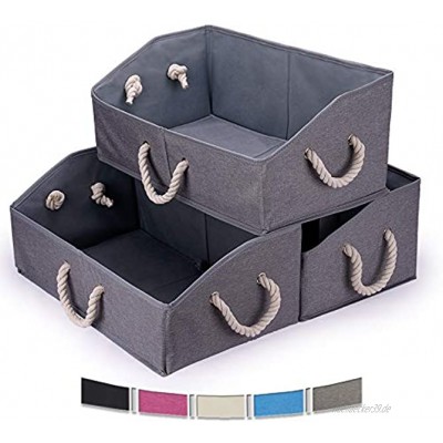 StorageWorks Schrank-Aufbewahrungskörbe trapezförmige Aufbewahrungsbox Stoffkörbe und Körbe Mischung aus Beige Weiß und Elfenbein Jumbo 3er-Pack grau