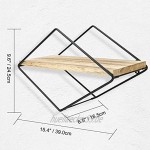 Allinside Wandregal Schweberegale Wand-3er-Set rustikales Holz mit Eisenrahmen Wandregale Einzigartige Diamantform für Schlafzimmer Wohnzimmer Badezimmer Küche Büro