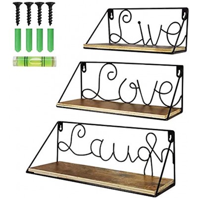 Brand Umi 3er Set Rustikales Schweberegal mit Love Zeichen für Wohnzimmer Büro Schlafzimmer Flur,Küche