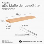 LAMO Manufaktur Wandregal Holz Baumkante Schweberegal Invisible Farbe: Natur 80cm LW-01-A-002-80W