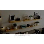 OROPY Schweberegal aus Kiefernholz 2er-Set Wandregal Hängeregal Dekoratives Hängendes Präsentationsregal für Schlafzimmer Wohnzimmer Küche Badezimmer Natürliche Holzfarbe 40 x 15 cm