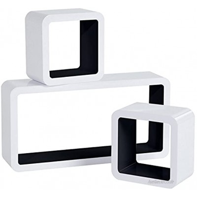 WOLTU RG9229sz Wandregal Cube Regal 3er Set Würfelregal Hängeregal weiß-schwarz
