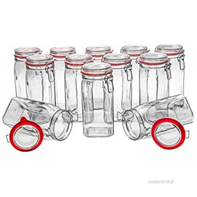 Flaschenbauer- 12 Drahtbügelgläser 1550ml verwendbar als Einmachglas zu Aufbewahrung Gläser zum Befüllen Leere Gläser mit Drahtbügel Made in Germany
