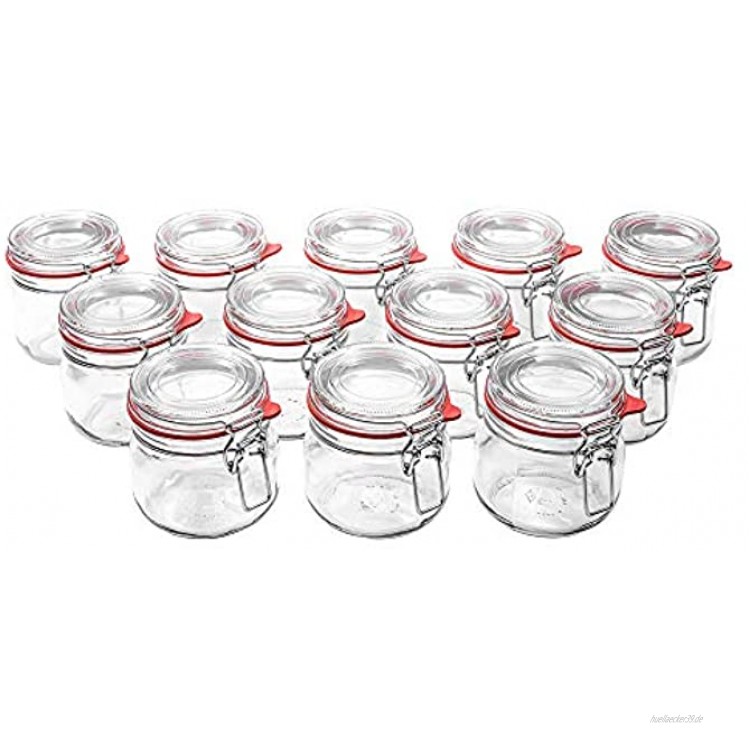 Flaschenbauer 12 Drahtbügelgläser 634ml verwendbar als Einmachglas zu Aufbewahrung Gläser zum Befüllen Leere Gläser mit Drahtbügel Made in Germany