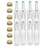 hocz 10 Set Glasflaschen Set mit Schraubverschluss | Füllmenge 1000 ml | Typ Gerad | Gold | Saftflaschen Likörflaschen Likörflaschen 10 Stück