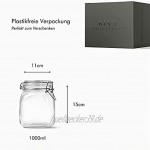 KIVY® Einmachgläser mit Deckel Set [6 x 1000ml] Kleine Drahtbügelgläser für die Aufbewahrung Glasbehälter mit Deckel Einweckgläser 1l Vorratsdosen Glas mit Deckel Bügelglas eckig