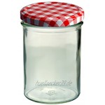 MamboCat 24er Set Sturzglas 435 ml Marmeladenglas Einmachglas Einweckglas to 82 rot Karierter Deckel incl. Diamant-Zucker Gelierzauber Rezeptheft
