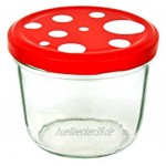 MamboCat 50er Set Sturzglas 230 ml to 82 Fliegenpilz Deckel rot weiß gepunktet incl. Diamant Gelierzauber Rezeptheft Marmeladenglas Einmachglas Einweckglas