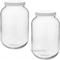 Tebery Einmachglas mit breitem Mund und luftdichtem Kunststoffdeckel zum Einkochen Aufbewahren Einlegen und Einkochen – 2 Stück