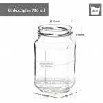 Van Well 12er Set Einkochgläser 720 ml Sturzglas Deckel rot-weiß kariert incl. Rezeptheft | Einmachgläser für Obst & Marmelade | Einweckgläser Gläser