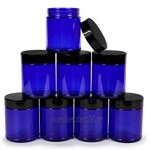 Vivaplex Kobaltblau 237 ml runde Gläser mit schwarzem Deckel 8 Stück