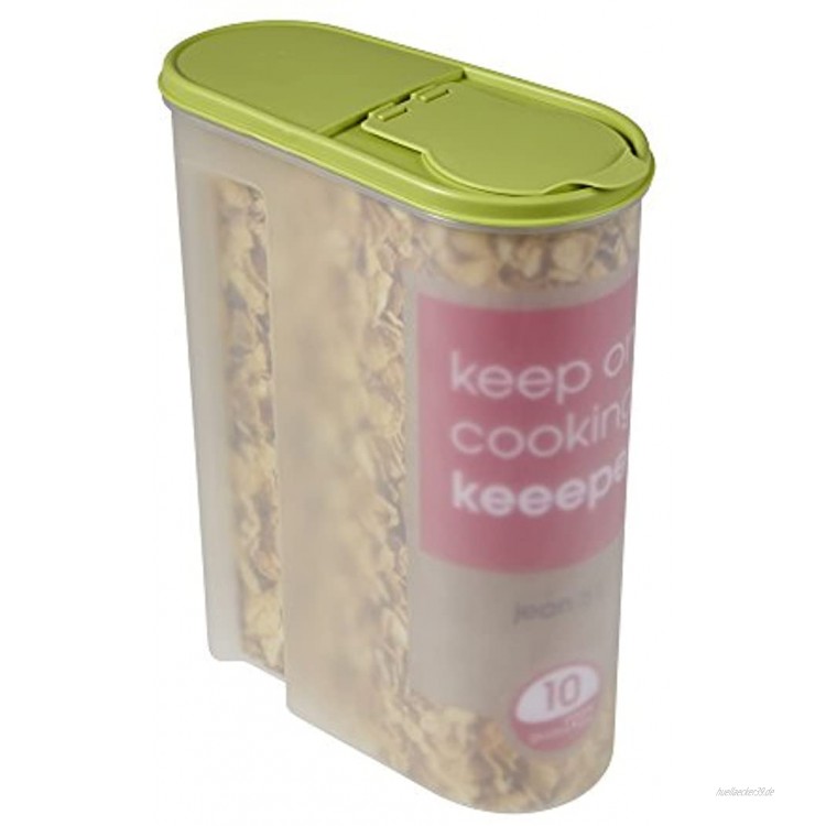 keeeper Schüttdose für Trockenvorräte Aufklappbarer Deckel BPA-freier Kunststoff 5 l 24 x 11,5 x 30,5 cm Jean Grün