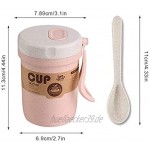 Mousyee Müslibecher Joghurtbecher Tragbarer 300-ml-Behälter für Milchgetreide-Müsli Mikrowellengeeignet BPA-frei Versiegelt um EIN Überlaufen zu Verhindern mit Löffel zum Frühstück Rosa
