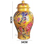 Müslidosen Hauptdekorationen Keramik Vorratsgläser Keramikvasen Getreidelagerbehälter Color : Yellow Size : 34x34x63cm