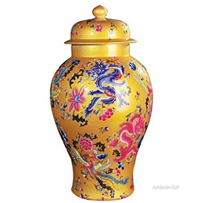 Müslidosen Hauptdekorationen Keramik Vorratsgläser Keramikvasen Getreidelagerbehälter Color : Yellow Size : 34x34x63cm