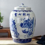 Müslidosen Keramik Reis Eimer Reisfass Mehlbehälter Getreidelagertank Snack-Vorratsbehälter Tee-Dosen Color : Blue Size : 34x34x53cm