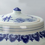 Müslidosen Keramik Reis Eimer Reisfass Mehlbehälter Getreidelagertank Snack-Vorratsbehälter Tee-Dosen Color : Blue Size : 34x34x53cm