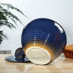 Müslidosen Mehlbehälter Reiskübel Aus Keramik Versiegelte Getreidelagerbehälter Feuchtigkeitsbeständige LagertanksMehlfass Color : Blue Size : 32cm