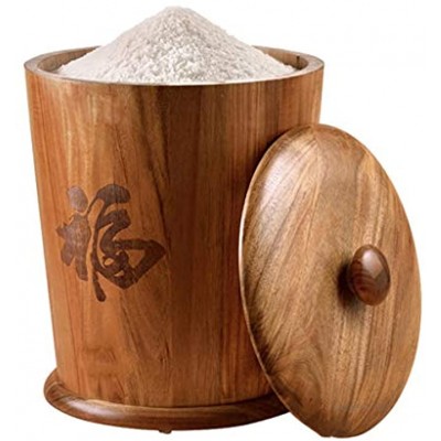 Müslidosen Reis Eimer Lebensmittel Vorratstank Getreide Container Acacia Massivholz-Reis Barrel Reis-Aufbewahrungsbehälter Haushalts-Insect-Proof Feuchtigkeitsbeständig Holz Reis Zylinder 10kg 15kg