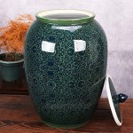 Müslidosen Vorratsbehälter Reis Barrel Verschlossenen Deckel Lagertank Küche Reis Zylinder Porzellan Küchendekorationsglas Getreidespender Color : Green Size : 28 * 33cm