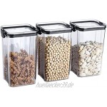 Rummyluck BPA frei 3er-Set Kunststoff Vorratsdosen Luftdicht Frischhaltedosen für Müsli Schüttdose Getreide Mehl Zucker Trockenfrüchte 18.5 * 10.2CM 1300ML