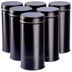 12 schmale Teedosen schwarz für losen Tee mit extra Aromadeckel inkl. Etiketten | stapelbar | Höhe: ca. 14 cm Ø ca. 6,6 cm für ca. 100g Tee | Material: Weißblech | BPA-frei und lebensmittelecht