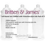 Britten & James® hohe schlanke Pasta-Vorratsdosen mit viktorianischen Schraubdeckeln 3 Stück. Aus klarem Kunststoff in Lebensmittelqualität – sicher hygienisch und hübsch.
