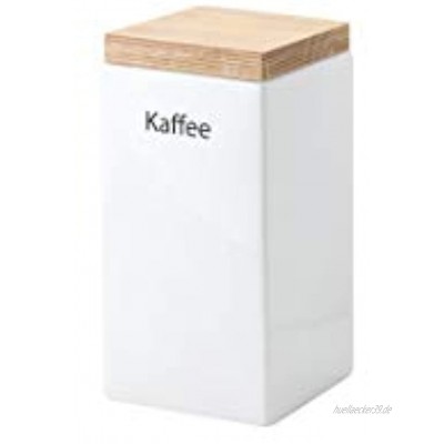 Continenta Kaffee Vorratsdose aus Keramik quadratisch mit Holzdeckel luftdichter Vorratsbehälter 1,2 Liter Größe: 10 x 10 x 20,5 cm