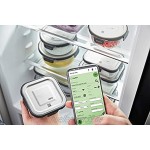 GEFU Frischhaltedose MILO smarte Lunchbox mit Frische- & Vorratskontrolle per App aus Glas mit Silikonverdichtung & Klick-Verschluss Lebensmittelbehälter Tupperdose 300 ml quadratisch