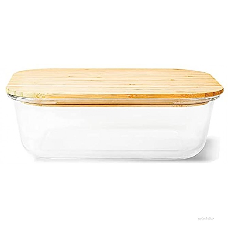 LEBENSWERT Glas Frischhaltedosen 2260ml Groß – Käsedose Kühlschrank – Käseglocke Stapelbare Glasbehälter mit Deckel – Käsebox– Auflaufform & Wurstbox in Einem