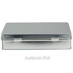 mikken 1 x Vorratsdose eckige Metalldose aus Weissblech mit Scharnierdeckel Farbe: Silber ideal als Gebäck- Keks- und Tabakdose verwendbar 15,6 x 12 x 3,5 cm